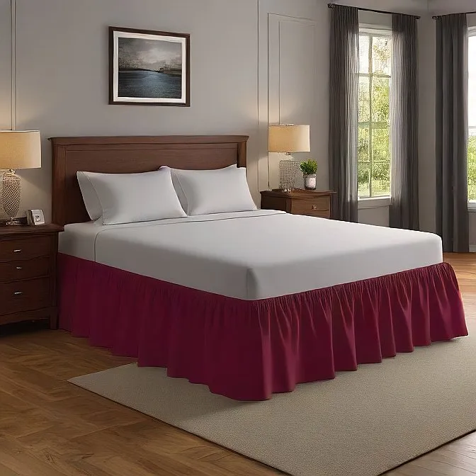 10" Inch Drop Wrap-Around Bed Skirt Ivory 1-Piece Egyptian Cotton