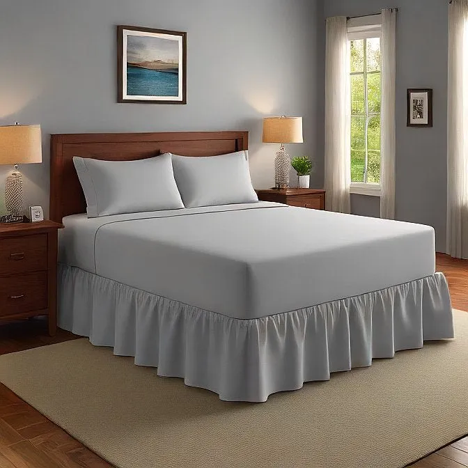 10" Inch Drop Wrap-Around Bed Skirt Ivory 1-Piece Egyptian Cotton