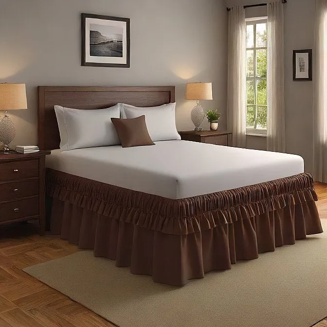10" Inch Drop Wrap-Around Bed Skirt Ivory 1-Piece Egyptian Cotton