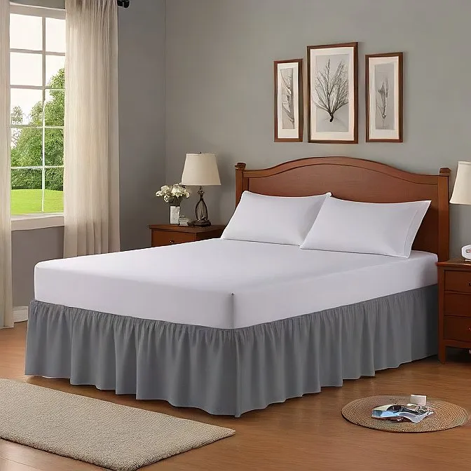 10" Inch Drop Wrap-Around Bed Skirt Ivory 1-Piece Egyptian Cotton
