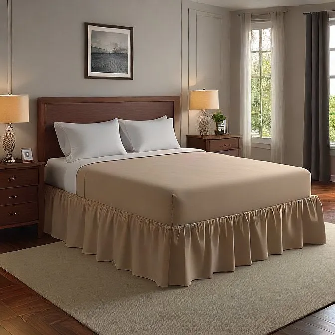 10" Inch Drop Wrap-Around Bed Skirt Ivory 1-Piece Egyptian Cotton