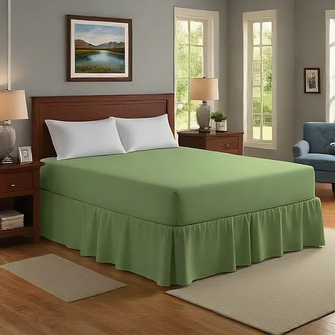 10" Inch Drop Wrap-Around Bed Skirt Ivory 1-Piece Egyptian Cotton