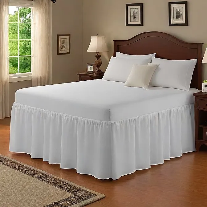 10" Inch Drop Wrap-Around Bed Skirt Ivory 1-Piece Egyptian Cotton