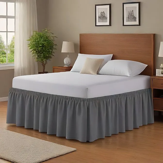 10" Inch Drop Wrap-Around Bed Skirt Ivory 1-Piece Egyptian Cotton