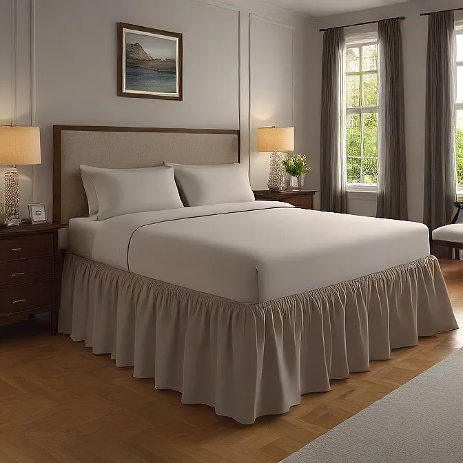 10" Inch Drop Wrap-Around Bed Skirt Ivory 1-Piece Egyptian Cotton