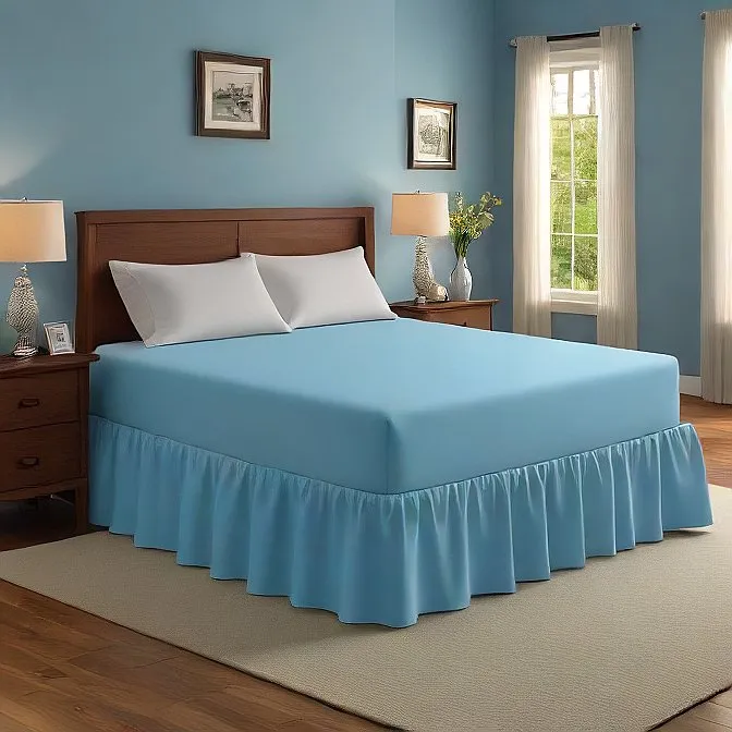 10" Inch Drop Wrap-Around Bed Skirt Ivory 1-Piece Egyptian Cotton