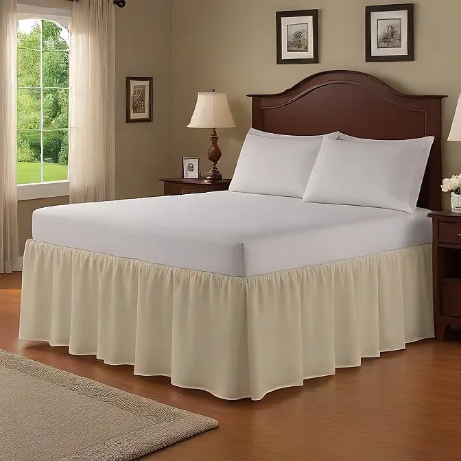 10" Inch Drop Wrap-Around Bed Skirt Ivory 1-Piece Egyptian Cotton