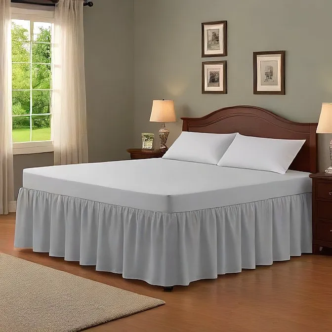 10" Inch Drop Wrap-Around Bed Skirt Ivory 1-Piece Egyptian Cotton