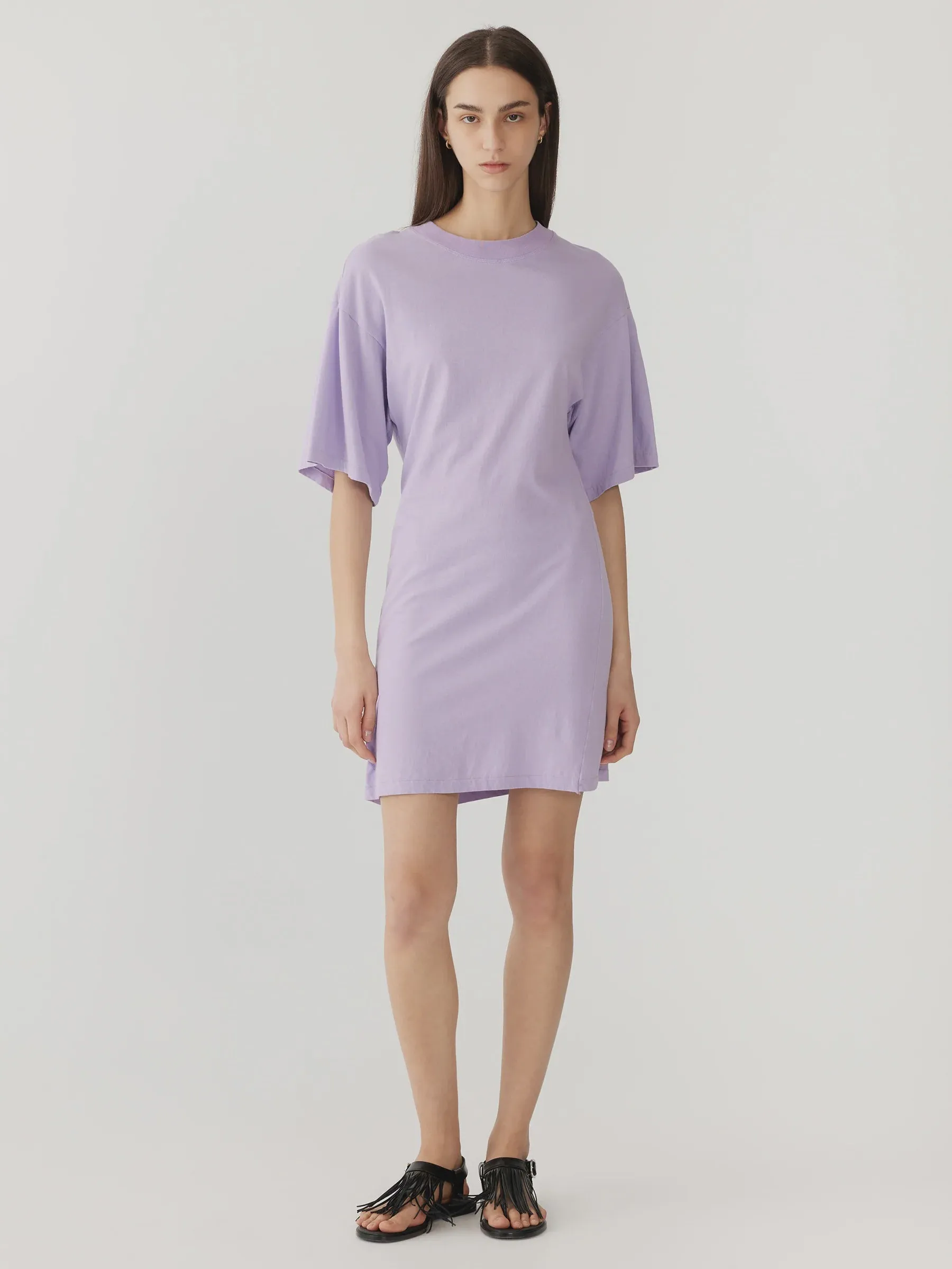 Bassike Waisted Short Sleeve Tennis Dress in Faded Lavender