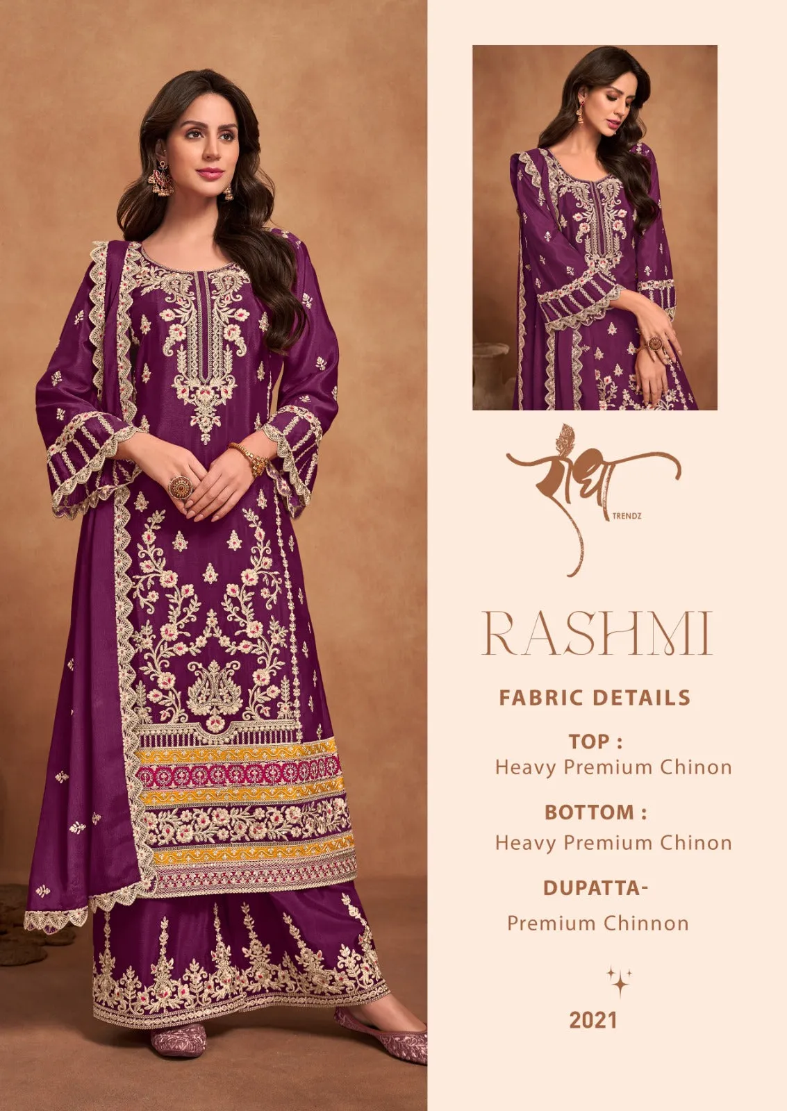 Beautiful Designer Magenta Pakistani Palazzo Kameez