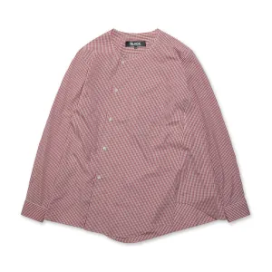 BLACK Comme Des Garçons Twisted Placket Collarless Shirt (Red / White)