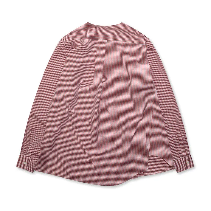 BLACK Comme Des Garçons Twisted Placket Collarless Shirt (Red / White)