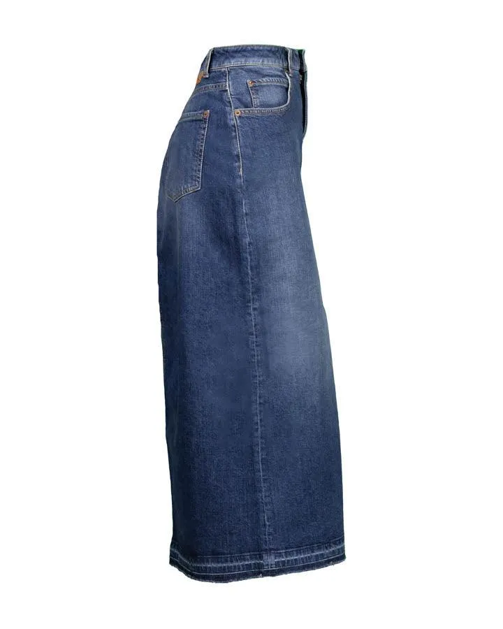 Cambio Hailey Slit Denim Jean Midi Skirt