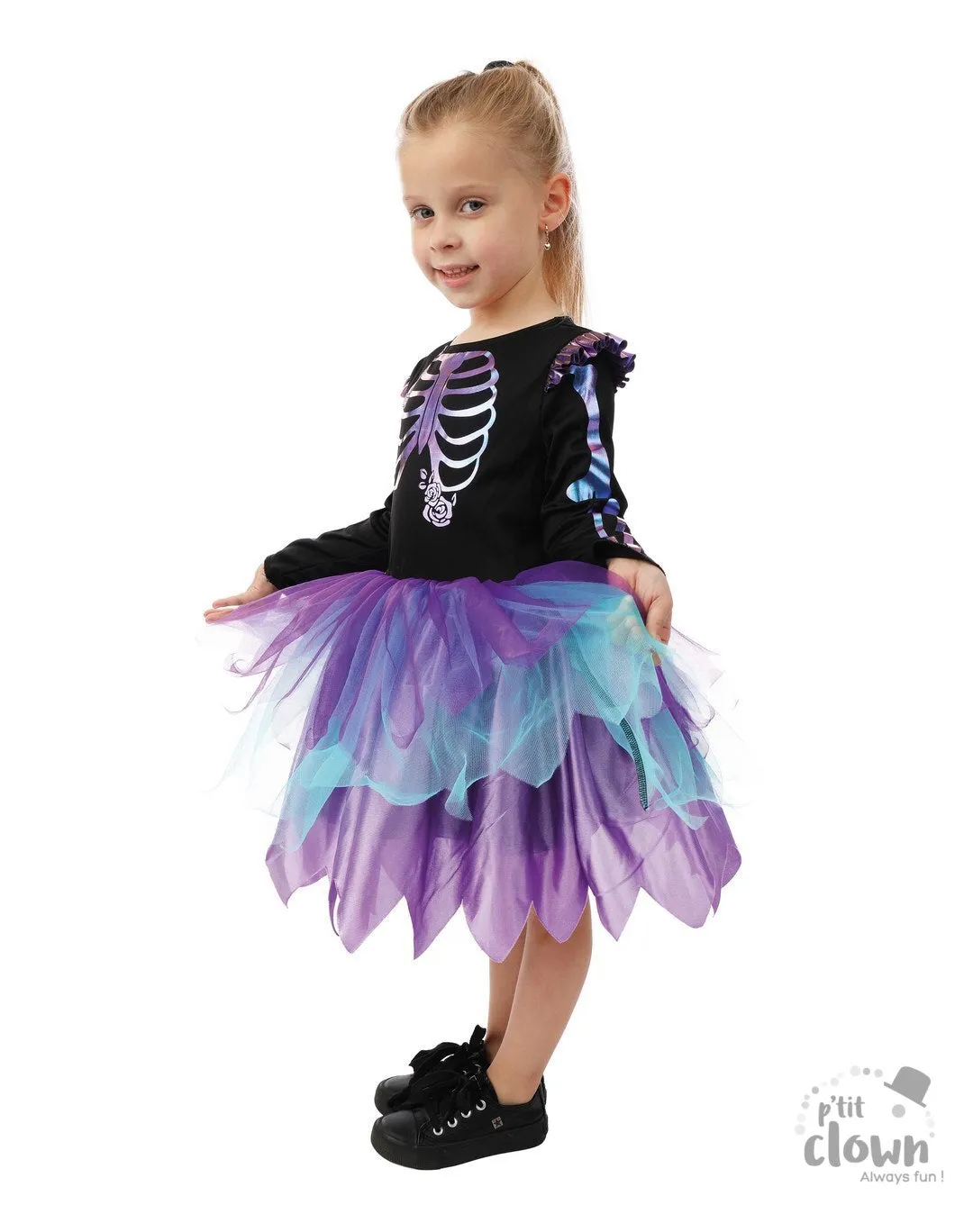 Child Iridescent Frilly Skeleton Costume