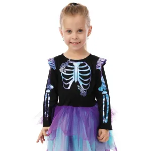 Child Iridescent Frilly Skeleton Costume