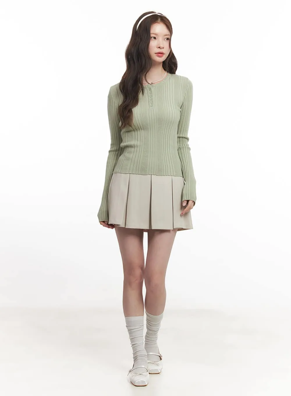High-Waisted Pleated Mini Skirt CA502