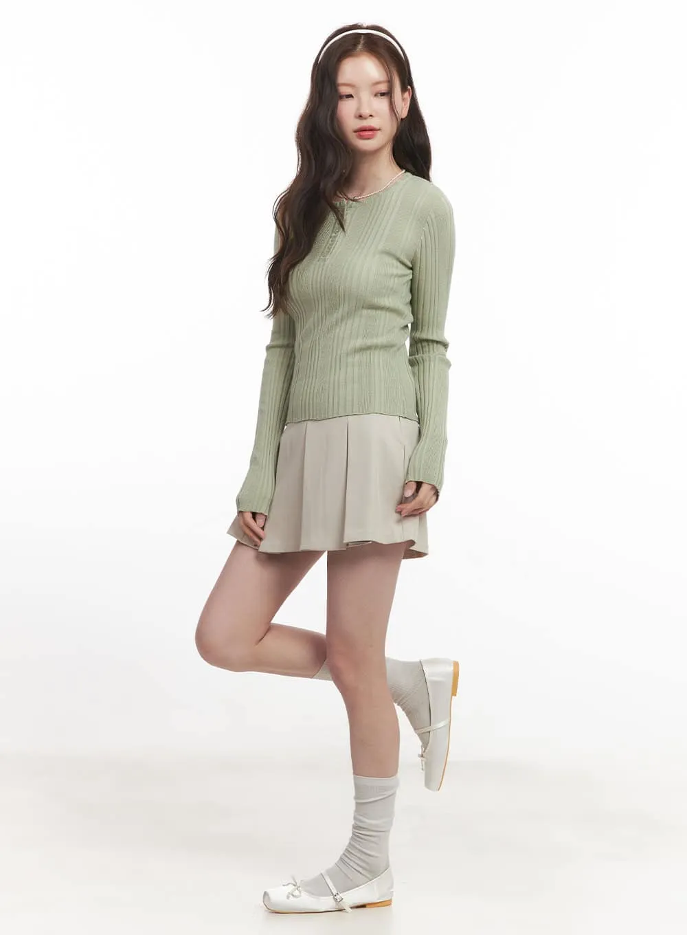 High-Waisted Pleated Mini Skirt CA502