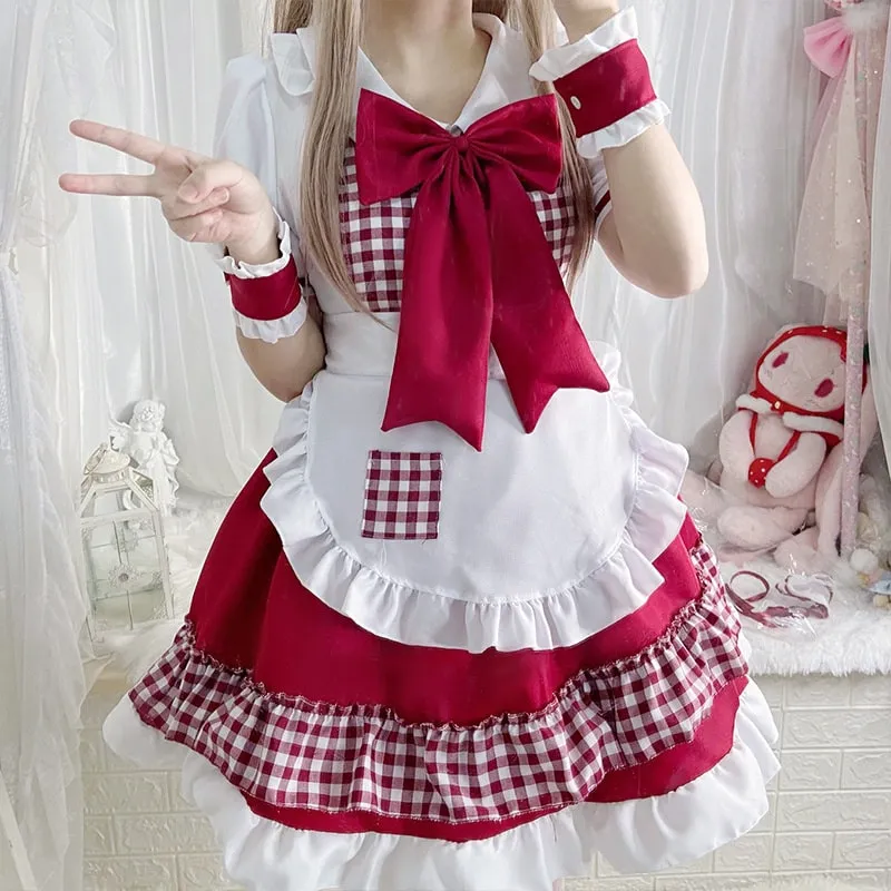 Kawaii Christmas Red Lolita Maid Dress