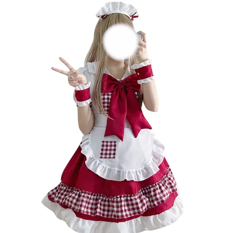 Kawaii Christmas Red Lolita Maid Dress