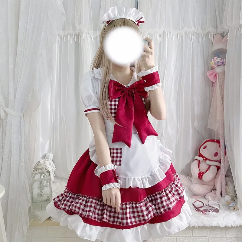 Kawaii Christmas Red Lolita Maid Dress