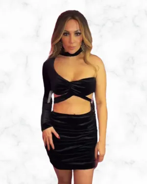 Midnight Allure Set – Velvet Cutout Two-Piece Outfit