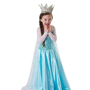 Princess Costumes Birthday Dress Up for Little Girls with Crown,Wig,Gloves Accessories 2-7 Years
