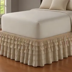 Ruffle Bed Skirt 1Pc Egyptian Cotton 1000TC Sand