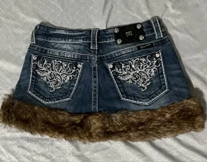 Y2K Denim short fur skirt